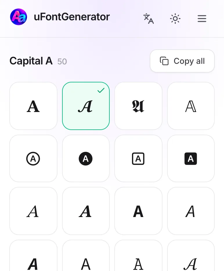 A in Different Fonts