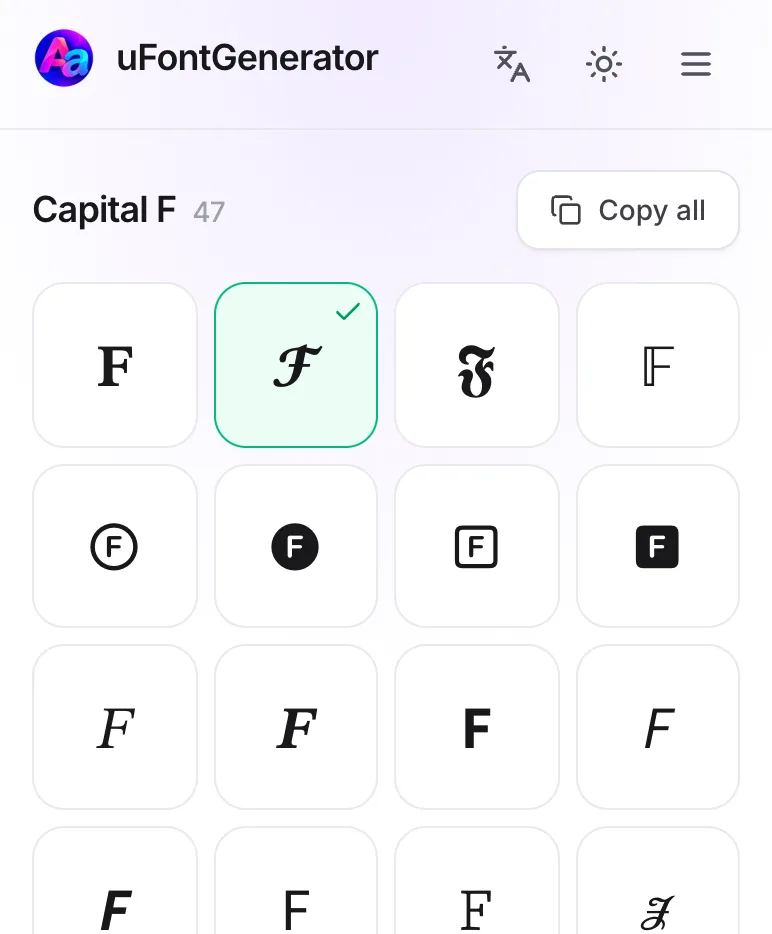 F in Different Fonts