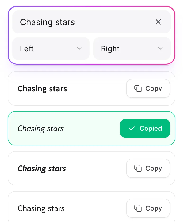 How to copy and paste text on our font generator