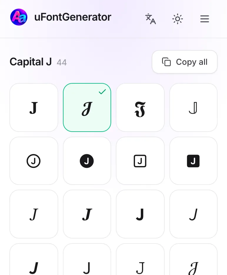 J in Different Fonts