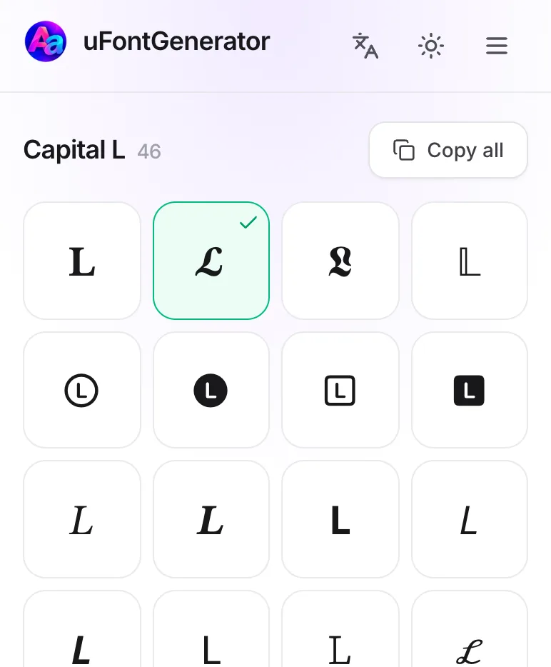 L in Different Fonts