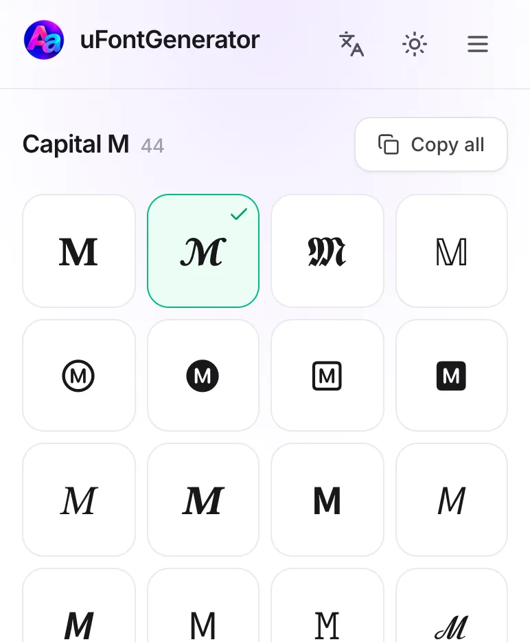 M in Different Fonts