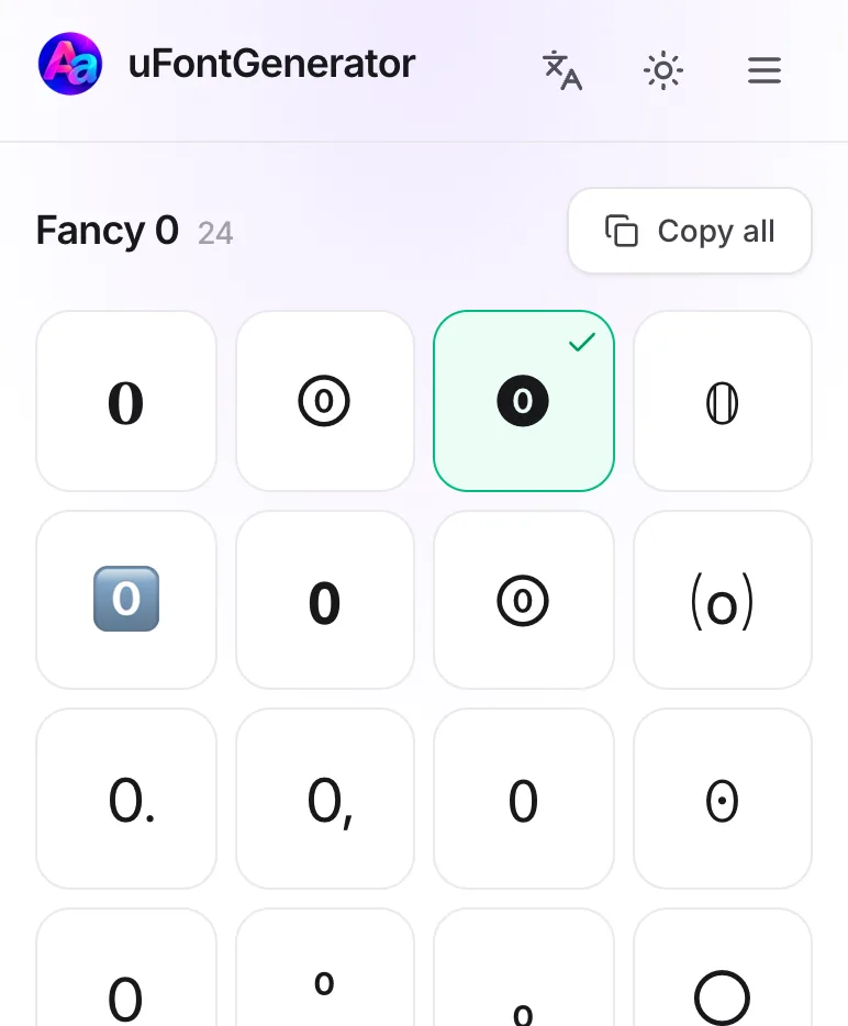 Number 0 Font
