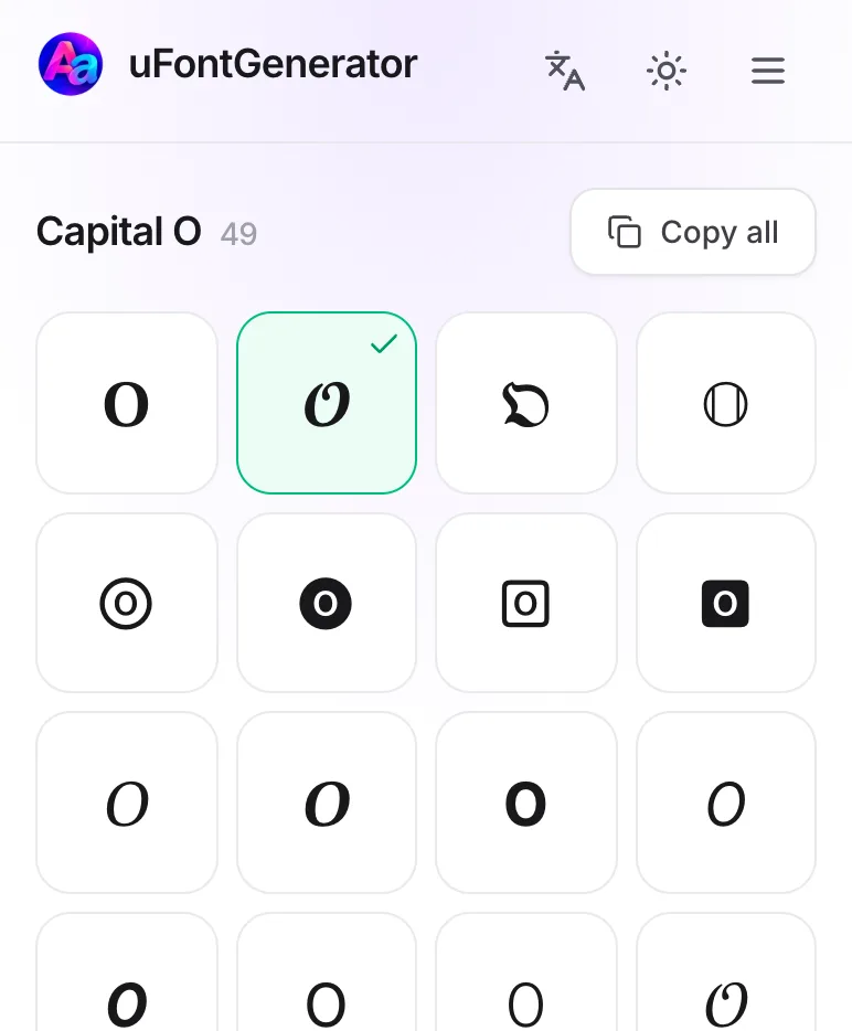 O in Different Fonts