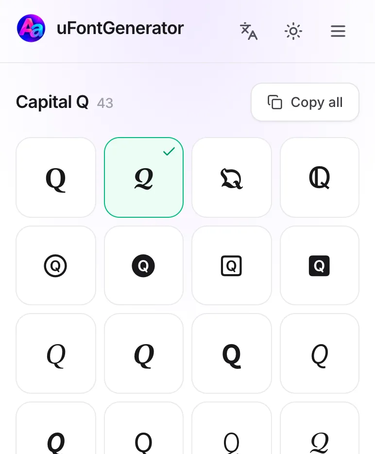 Q in Different Fonts