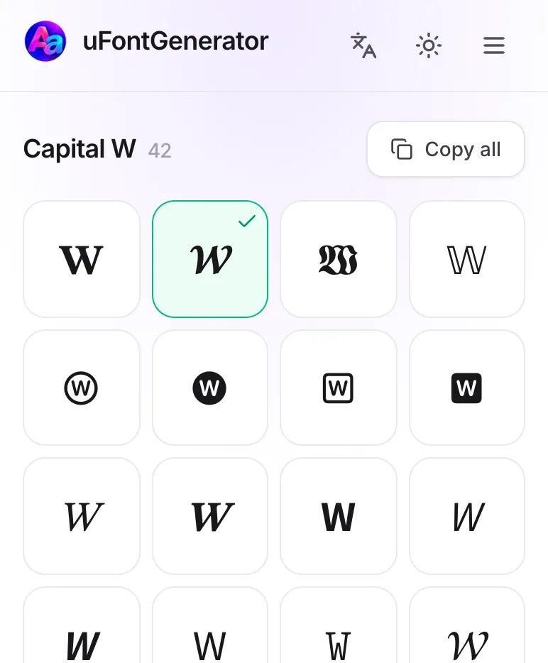 W in Different Fonts