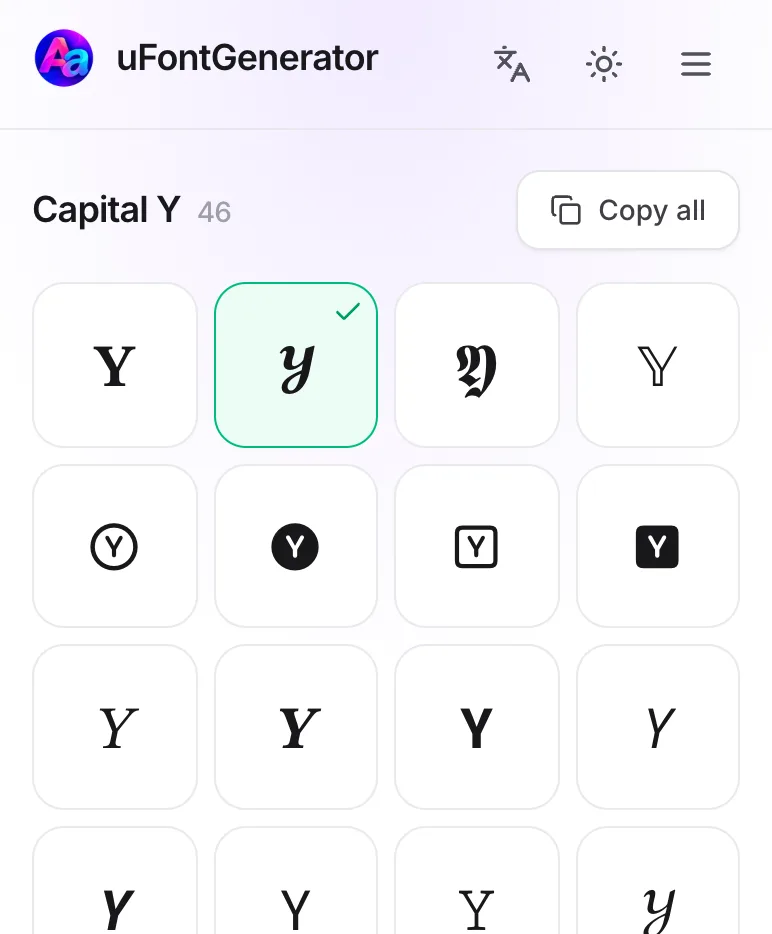 Y in Different Fonts